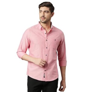 Thomas Scott Men Premium Slim Fit Solid Cotton Twill Full Sleeve Shirt