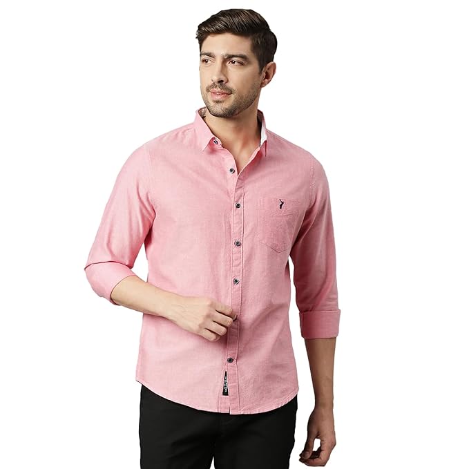 Thomas Scott Men Premium Slim Fit Solid Cotton Twill Full Sleeve Shirt