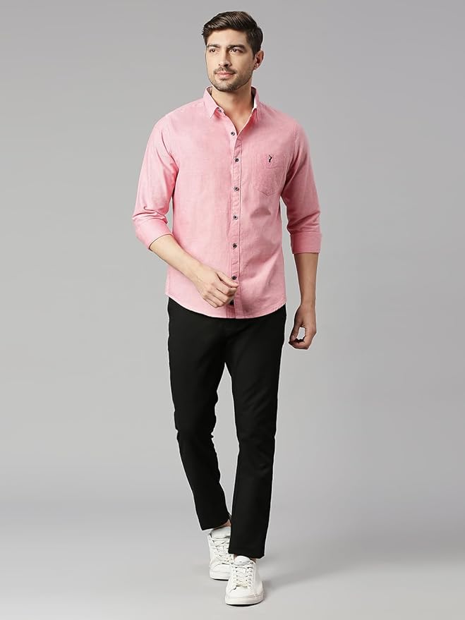 Thomas Scott Men Premium Slim Fit Solid Cotton Twill Full Sleeve Shirt - Image 3