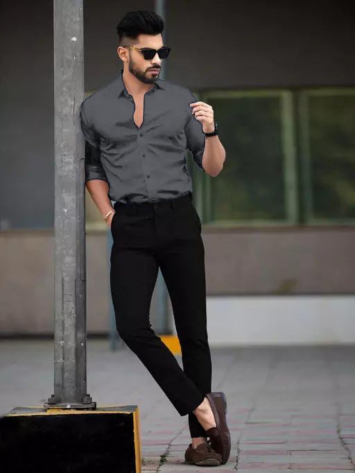 Pinkmint Men's Solid Shirt | Soft Cotton Blend | Casual Shirt | Plain | Full Sleeve - Regular Fit (Available in Plus Size and Pack of 2) - Image 2