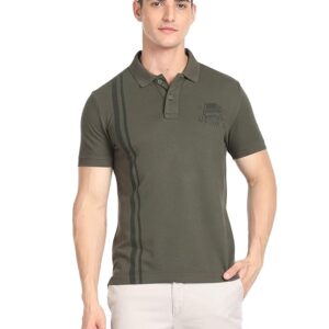 U.S. Polo ASSN. Striped Slim Fit Polo T Shirts for Men - 100% Cotton, Half Sleeves Mens Tshirt